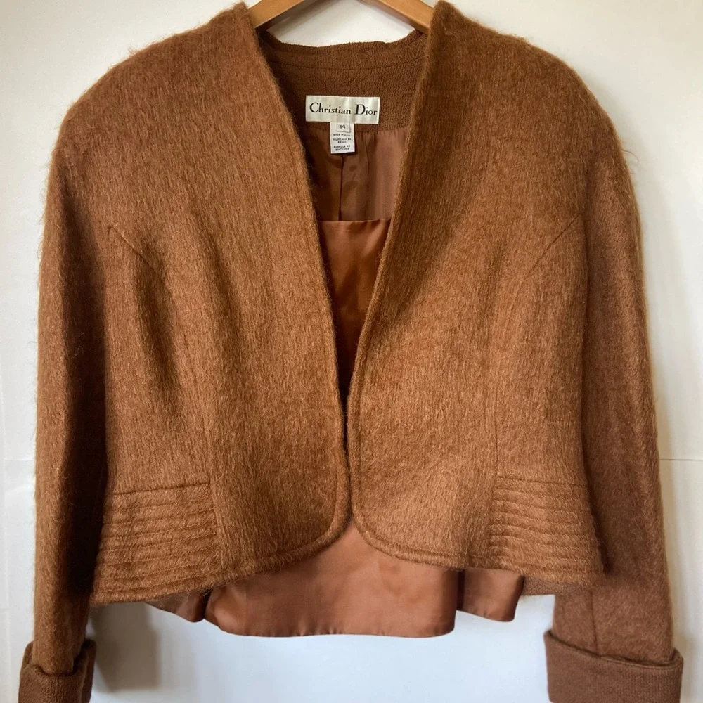 Vintage 1980s Christian Dior 3pc brown mohair suit